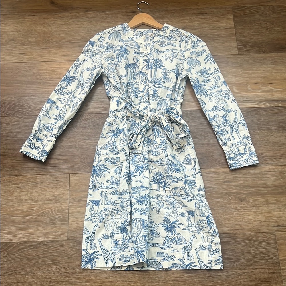 Tory Burch Blue and White Serengeti Print Dress